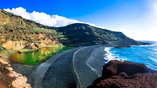 El Lago Verde also known as the Green Lagoon Lanzarote